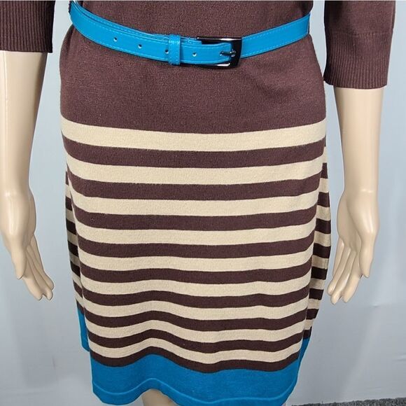 Allison Brittney Striped Sweater Dress With Belt - Picture 8 of 11